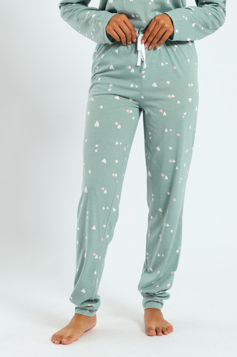 Knit Hearts Jogger - Duck Egg