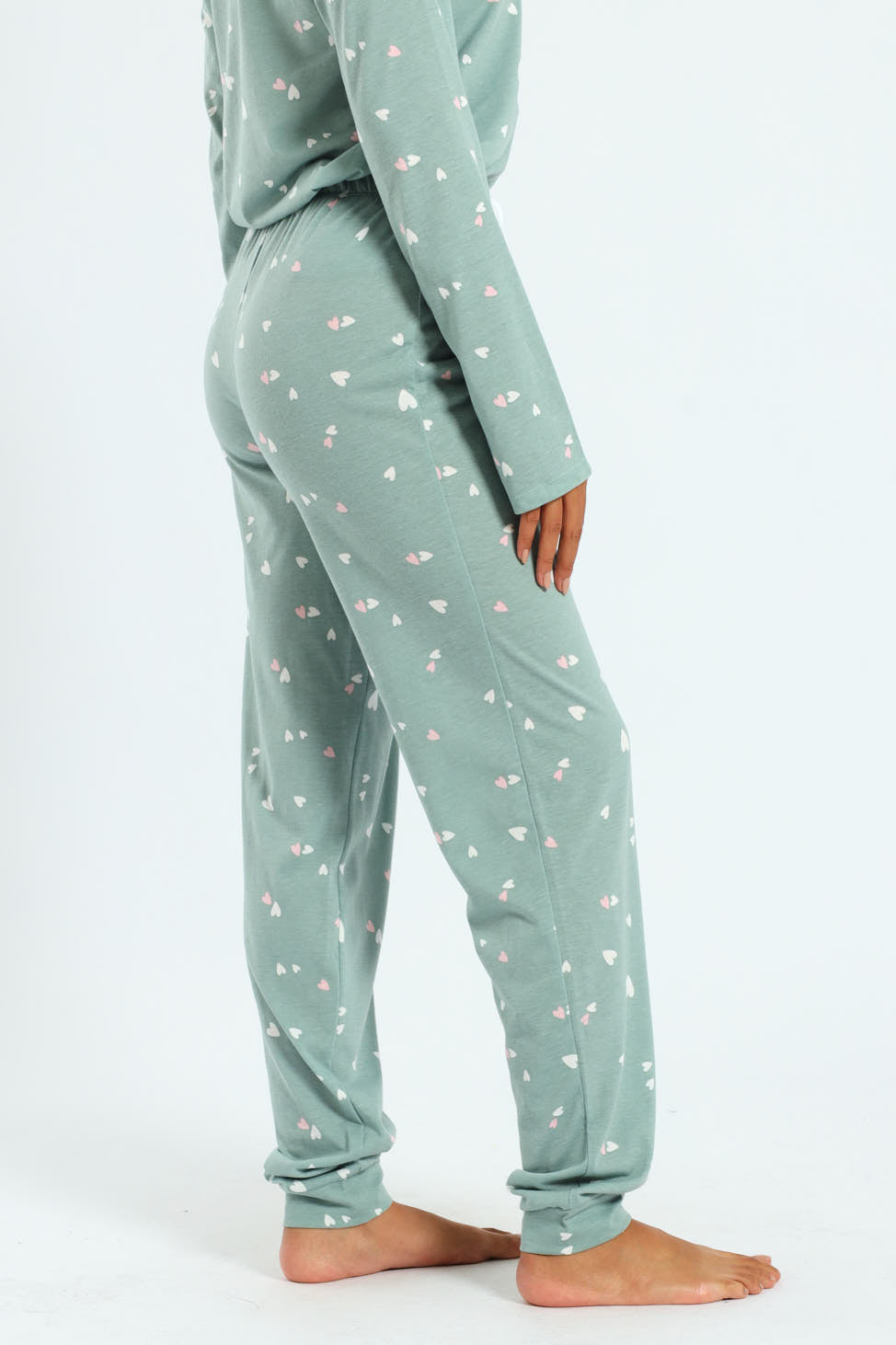 Knit Hearts Jogger - Duck Egg