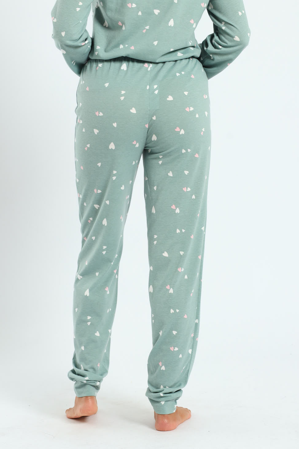 Knit Hearts Jogger - Duck Egg