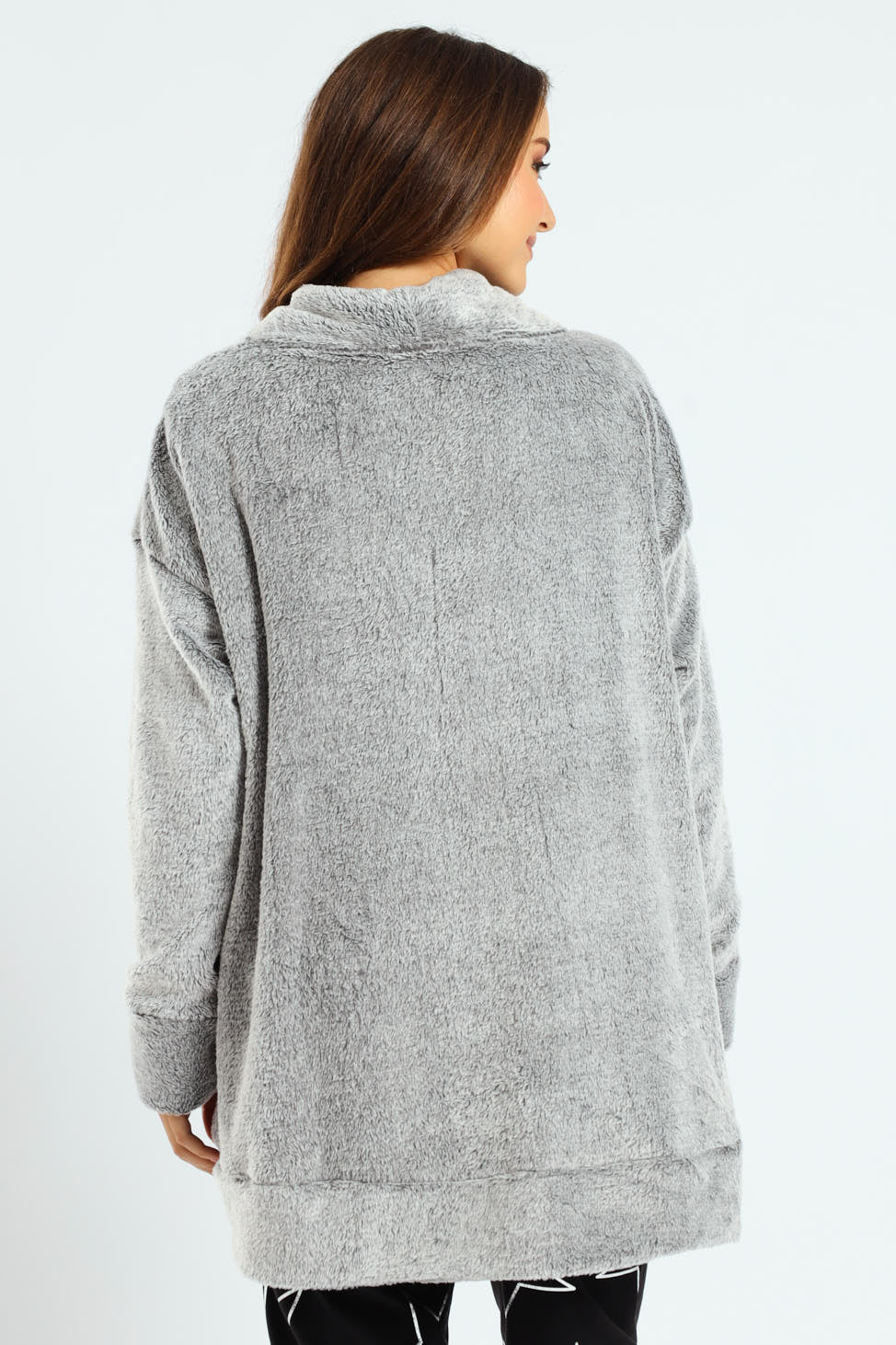 Fluffy Cardigan Gown - Grey