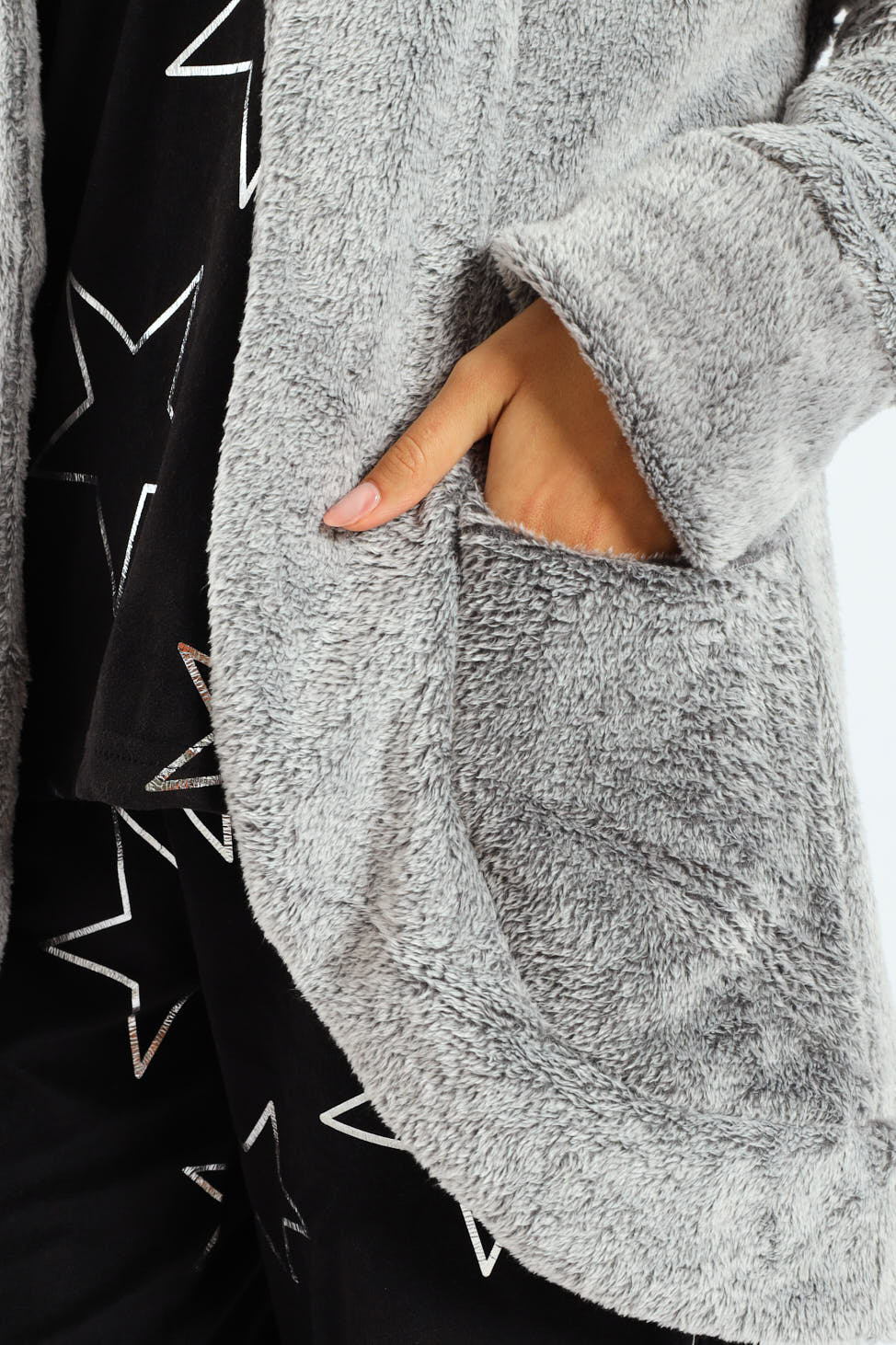 Fluffy Cardigan Gown - Grey