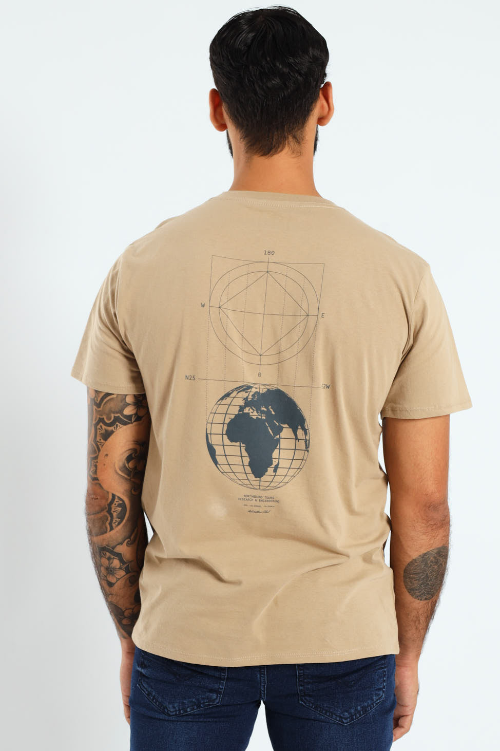 Globe Front & Back Tee - Taupe