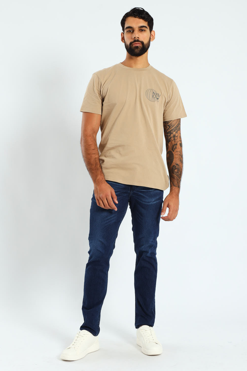 Mid Whisker Blast Skinny Denim - Denim