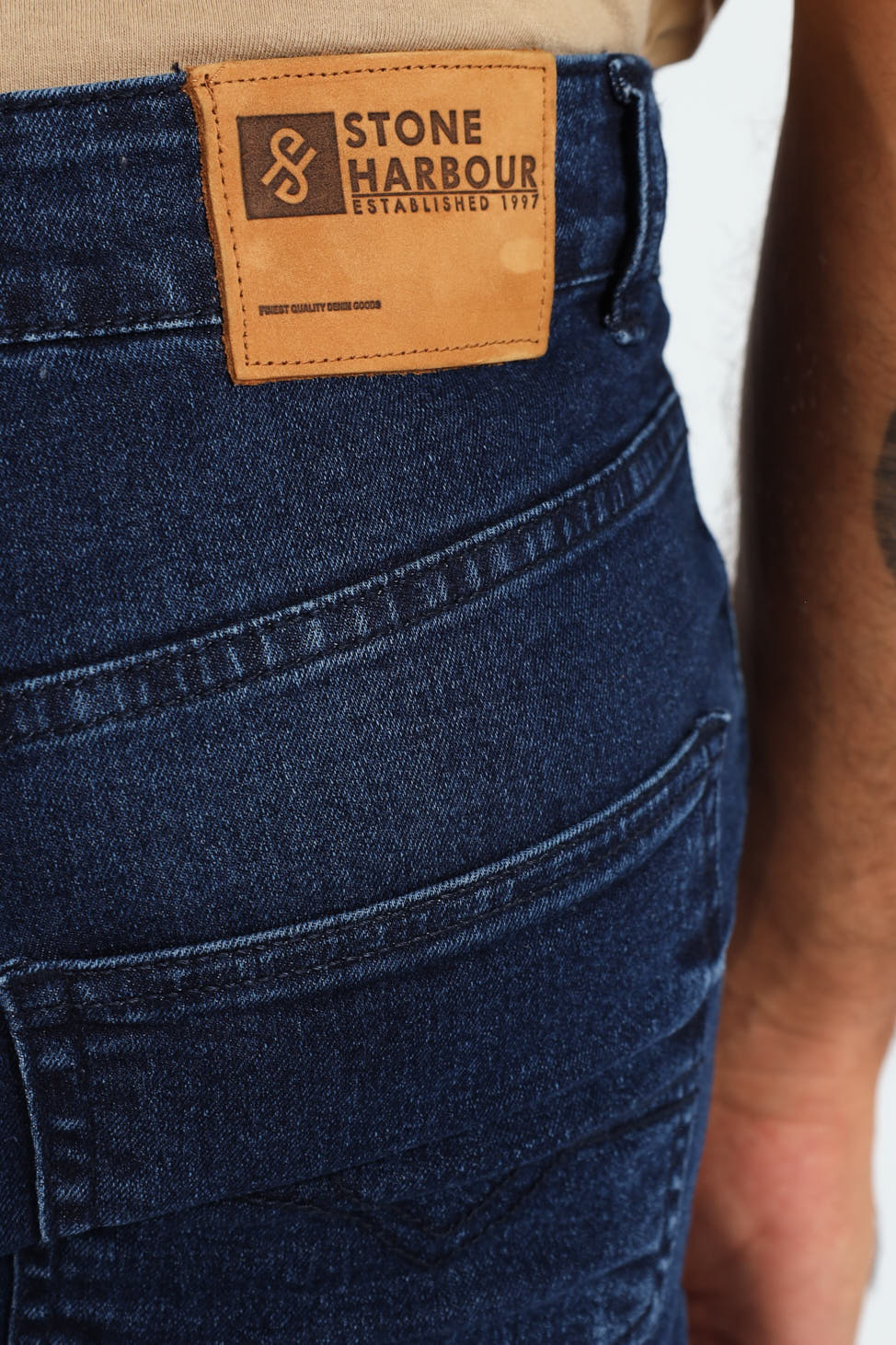 Mid Whisker Blast Skinny Denim - Denim