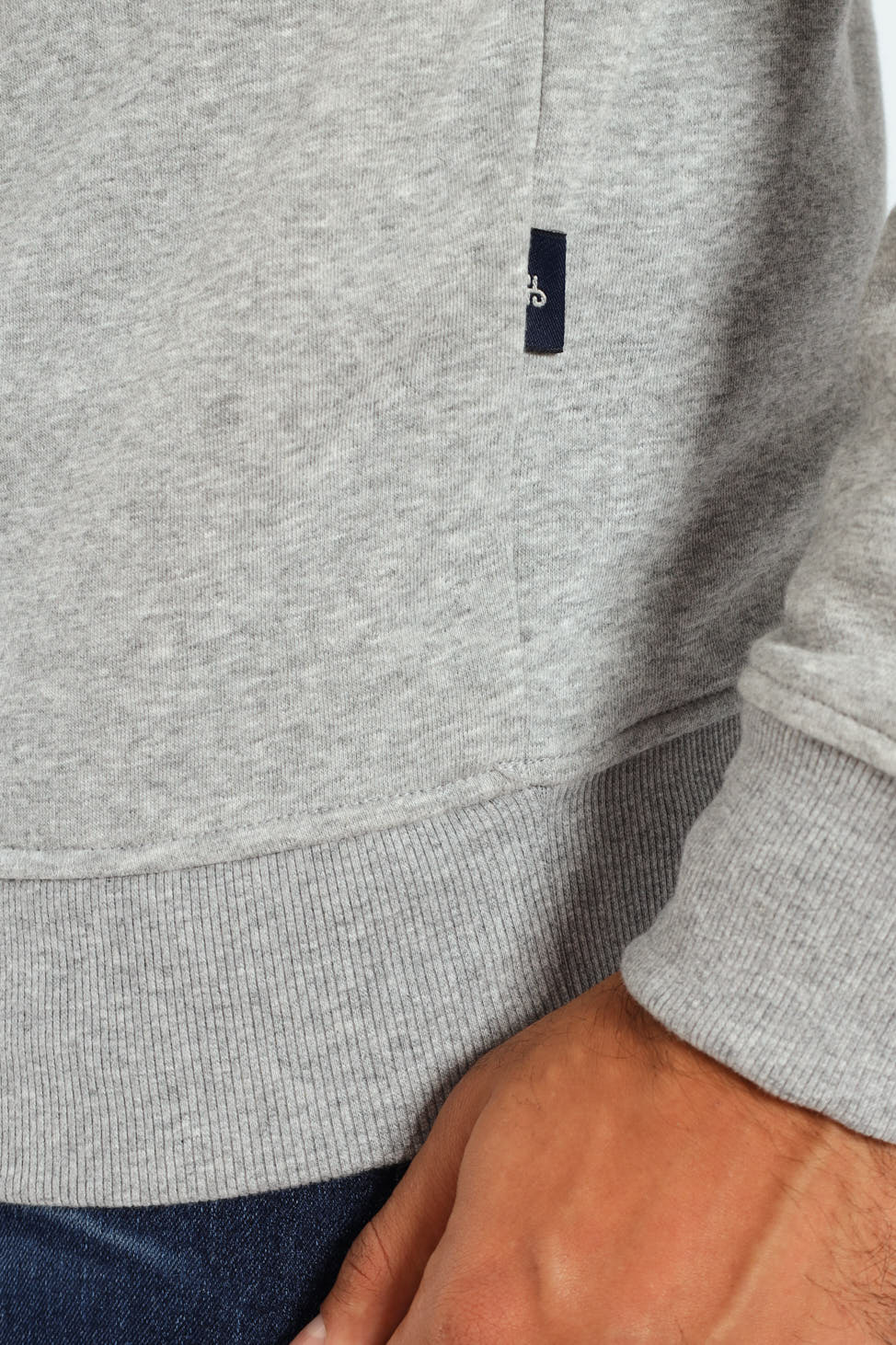 Quarter Zip Fleece Sweat Top - Grey Melange