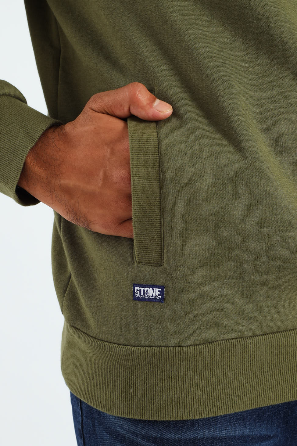 Quarter Zip Badge Sweat Top - Fatigue