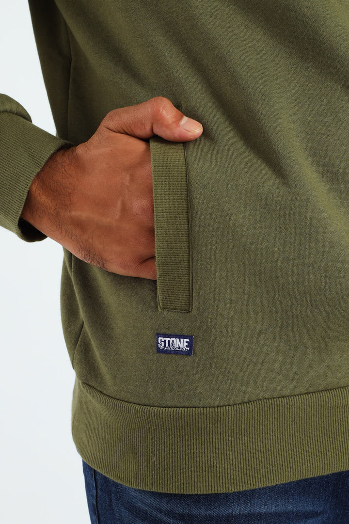 Quarter Zip Badge Sweat Top - Fatigue