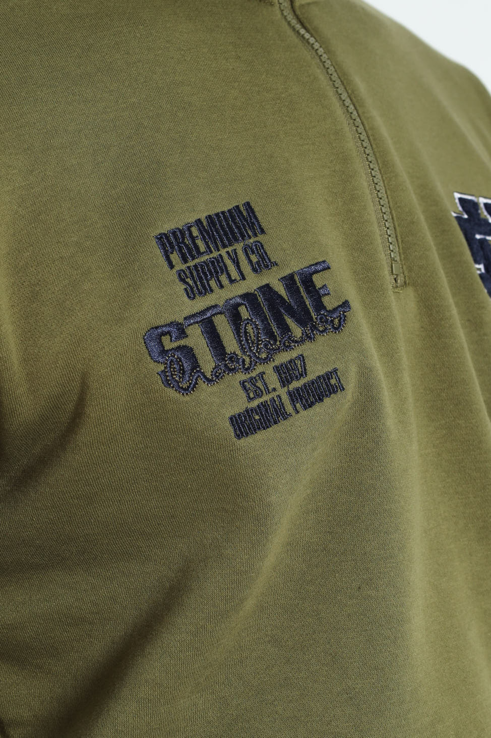 Quarter Zip Badge Sweat Top - Fatigue