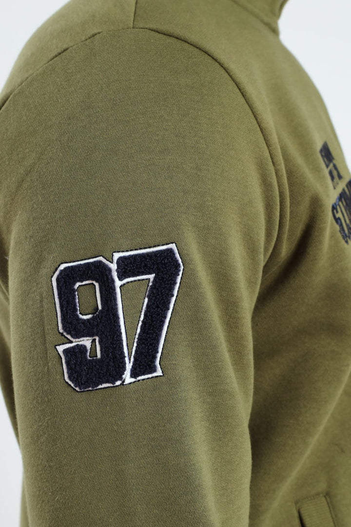 Quarter Zip Badge Sweat Top - Fatigue
