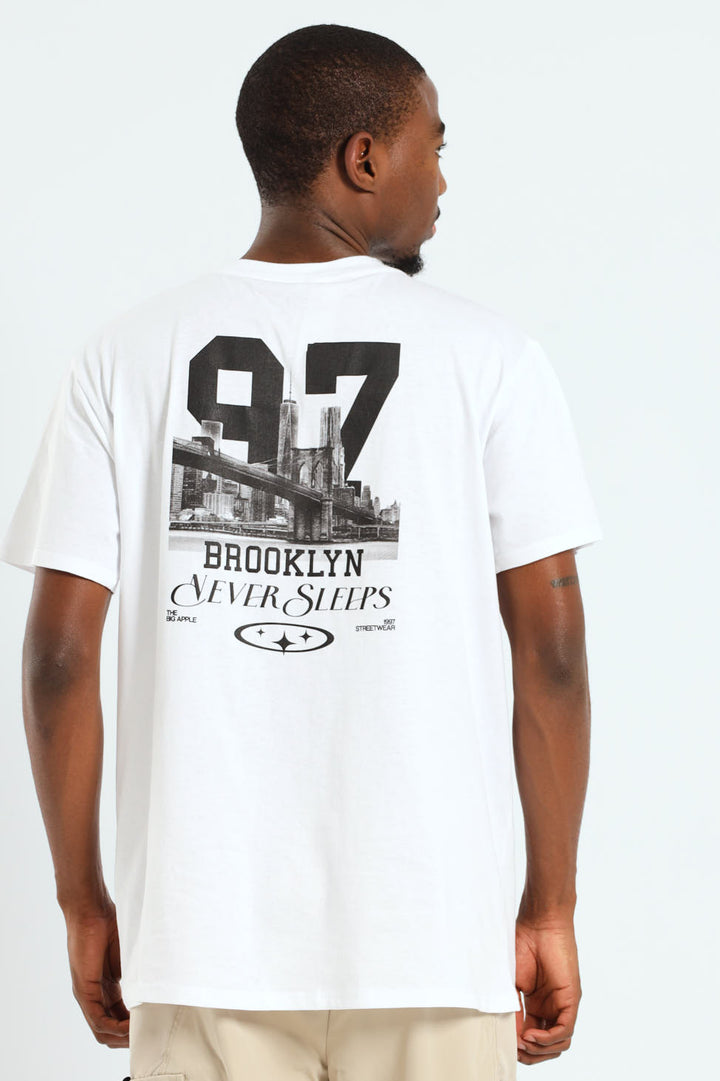 City Printed Front & Back Tee - White