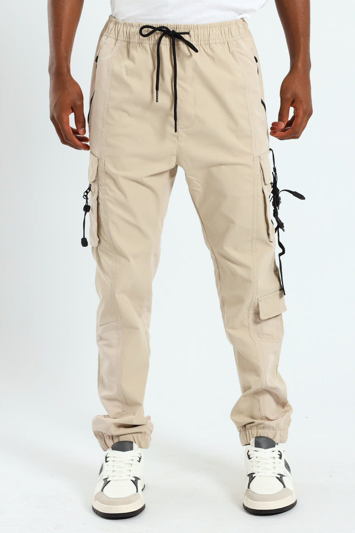 Strap Cargo Pants - Stone