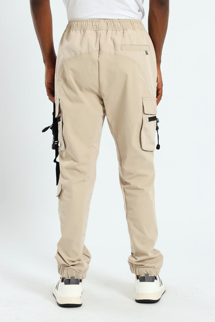 Strap Cargo Pants - Stone