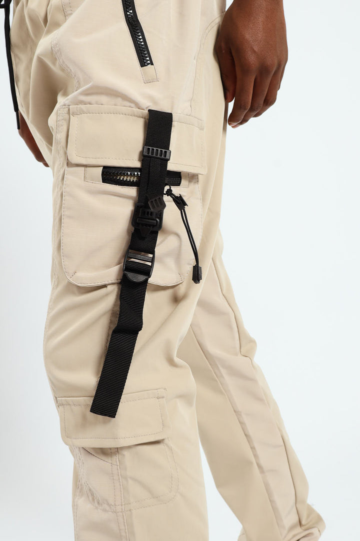 Strap Cargo Pants - Stone