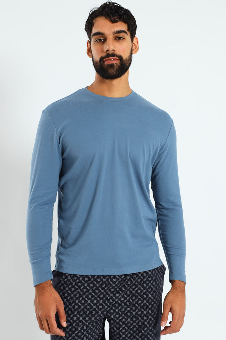 Long Sleeve Interlock Top - Blue