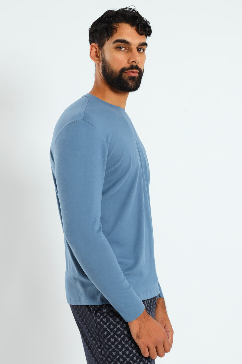 Long Sleeve Interlock Top - Blue