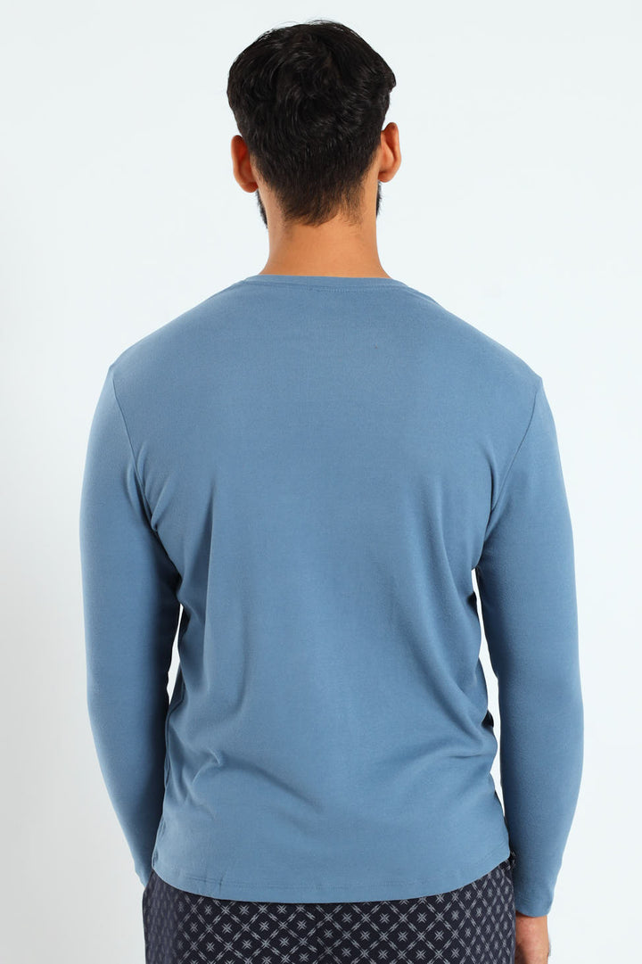 Long Sleeve Interlock Top - Blue