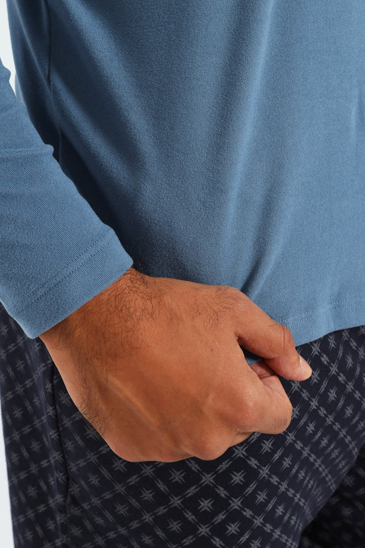 Long Sleeve Interlock Top - Blue