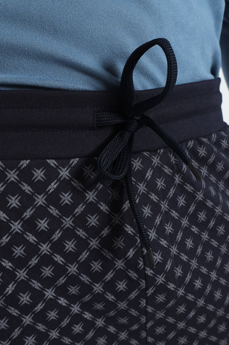 Unbrushed Fleece Print Knit Shorts - Navy