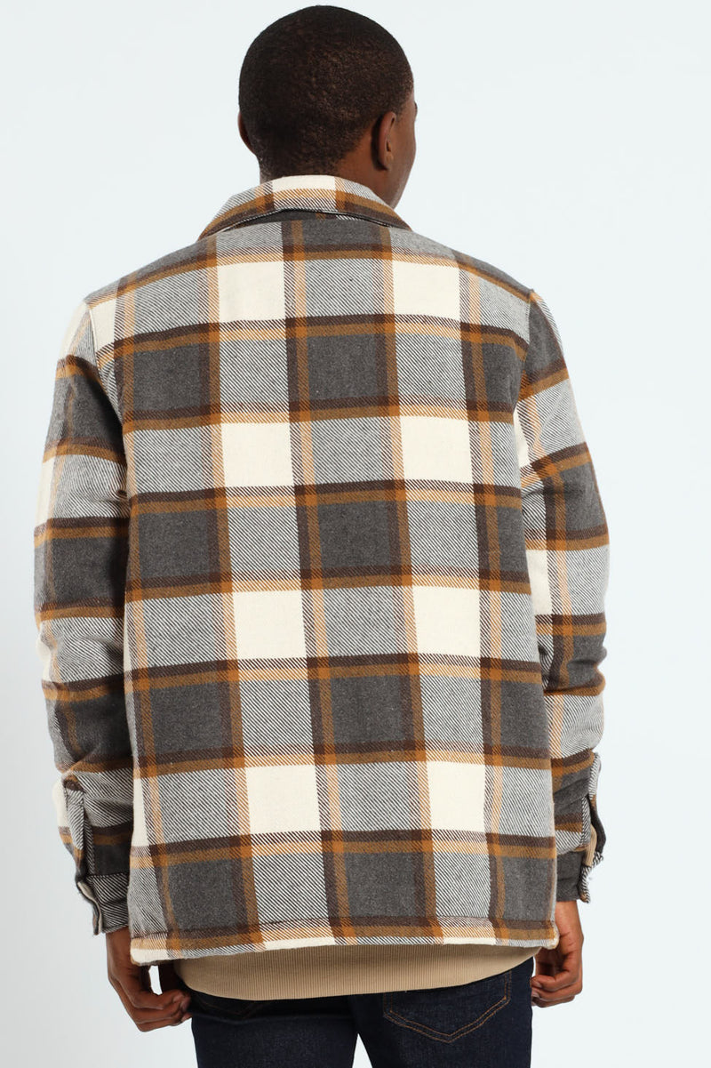 Check Flannel Shacket - Chocolate