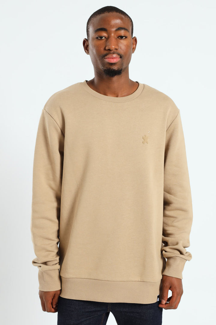Plain Crew Fleece Top - Taupe