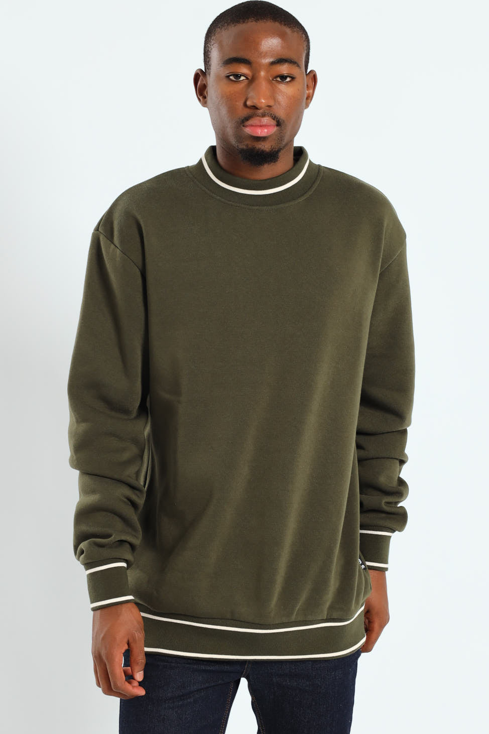 Basic Tipped Collar Fleece Pullover - Fatigue