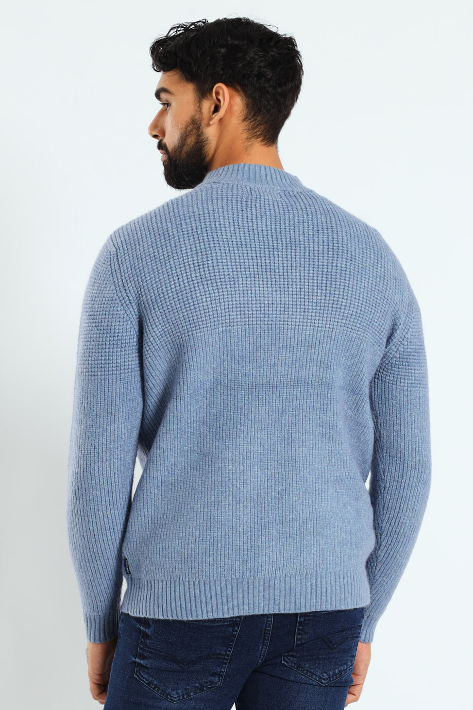 Plain Quarter Zip Knitwear - Steel Blue