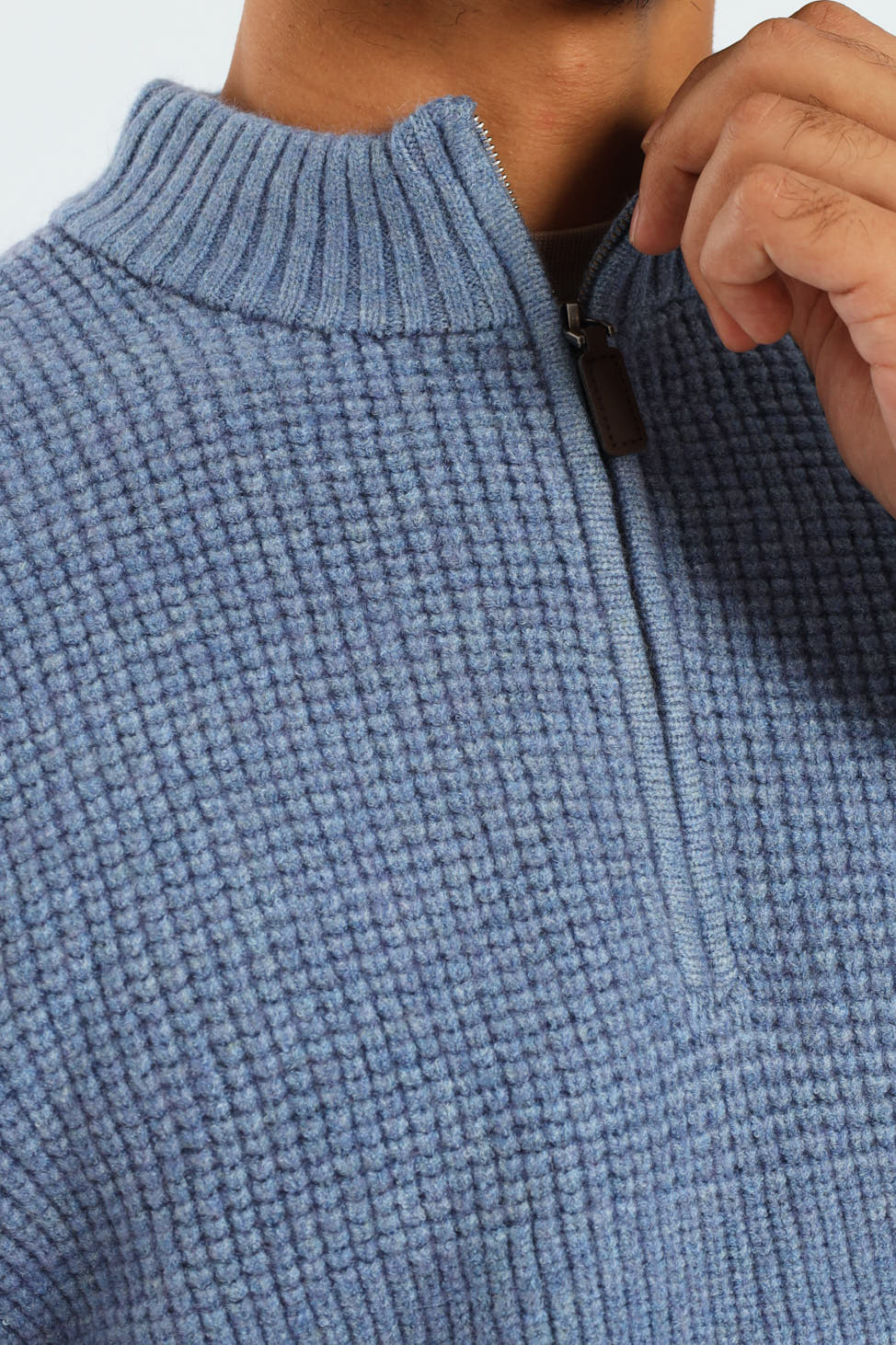 Plain Quarter Zip Knitwear - Steel Blue