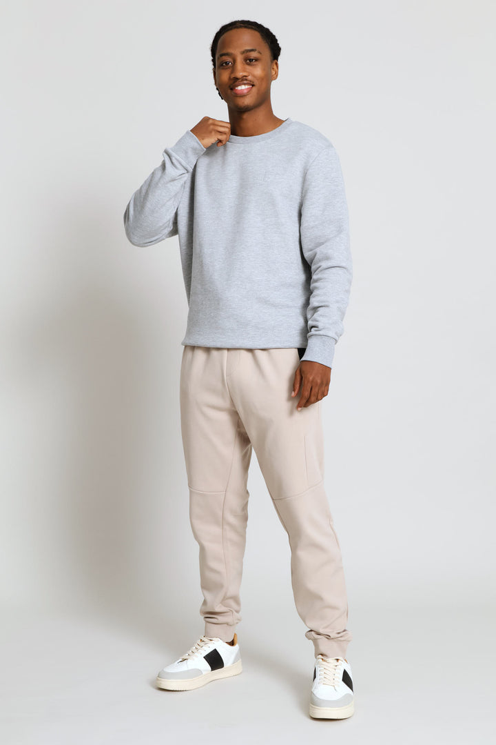 Basic Fleece Crew Top - Grey Melange