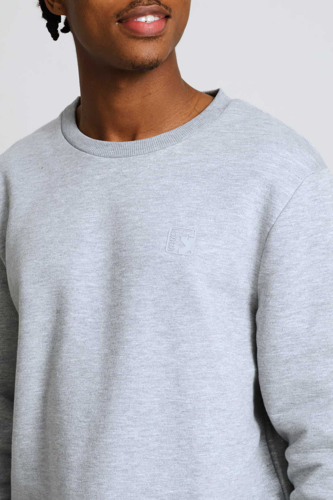Basic Fleece Crew Top - Grey Melange