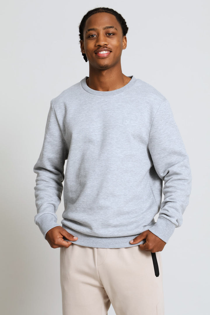 Basic Fleece Crew Top - Grey Melange