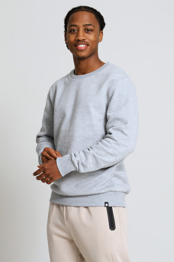 Basic Fleece Crew Top - Grey Melange