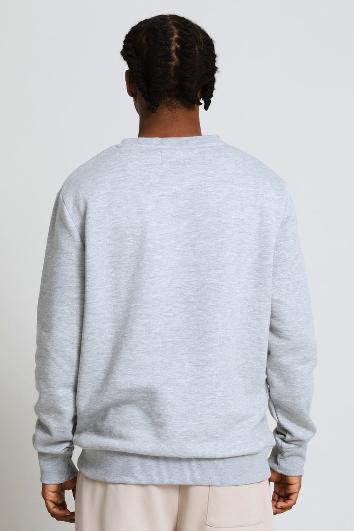 Basic Fleece Crew Top - Grey Melange