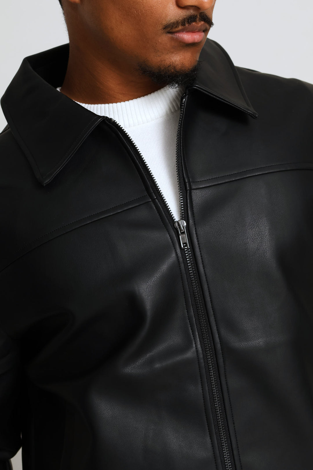 Long Sleeve Pu Shacket - Black