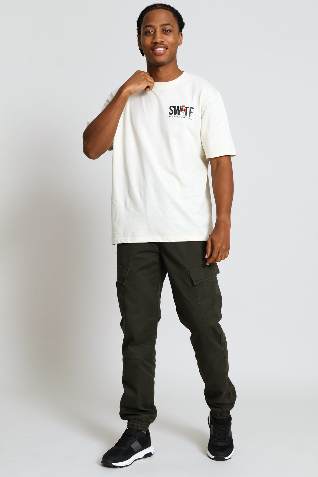 Swtf Front & Back Bear Print Tee - Ecru