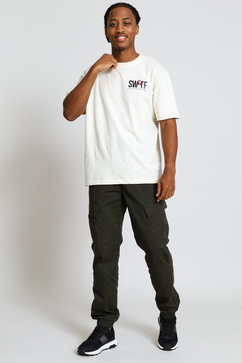 Swtf Front & Back Bear Print Tee - Ecru