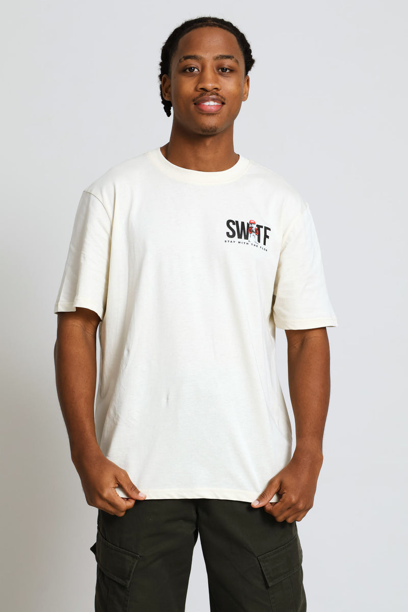 Swtf Front & Back Bear Print Tee - Ecru