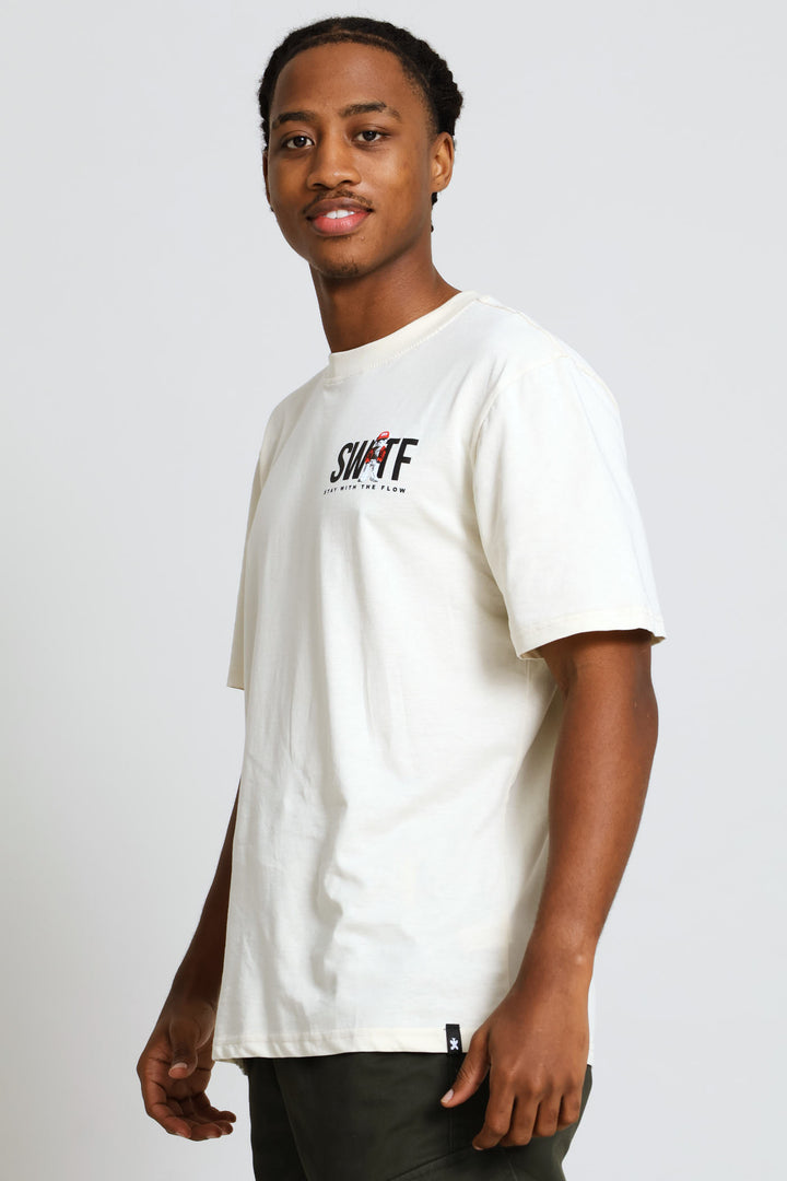 Swtf Front & Back Bear Print Tee - Ecru