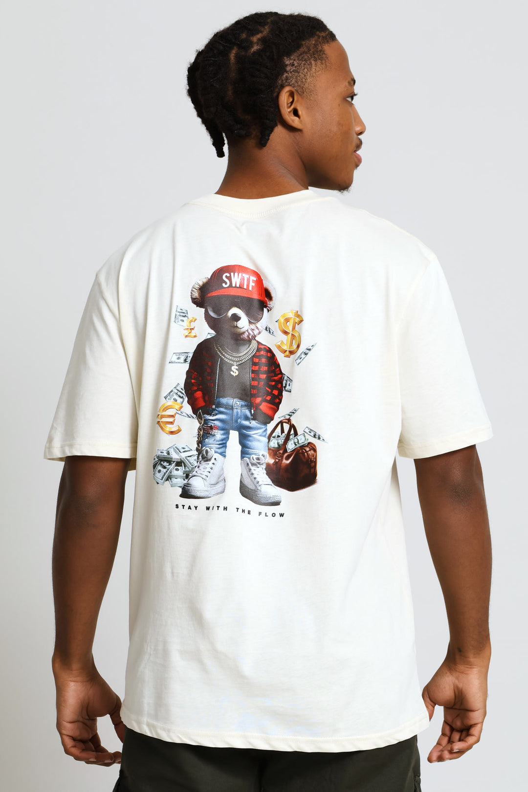 Swtf Front & Back Bear Print Tee - Ecru