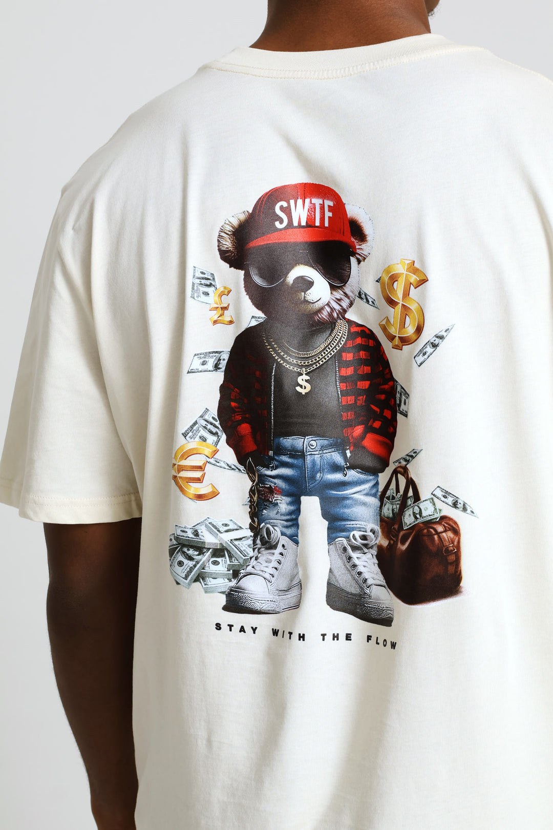 Swtf Front & Back Bear Print Tee - Ecru