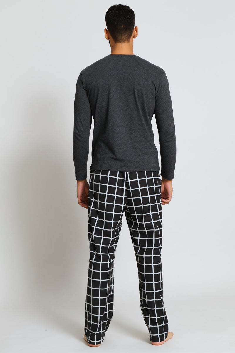 Up & Dressed Chest Print Long Sleeve Top - Dark Grey