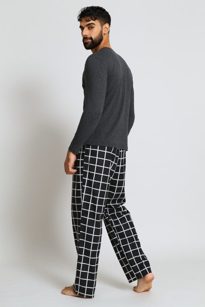 Up & Dressed Chest Print Long Sleeve Top - Dark Grey