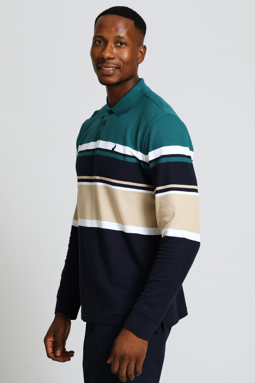 Tilston Stripe Long Sleeve Golfer - Green
