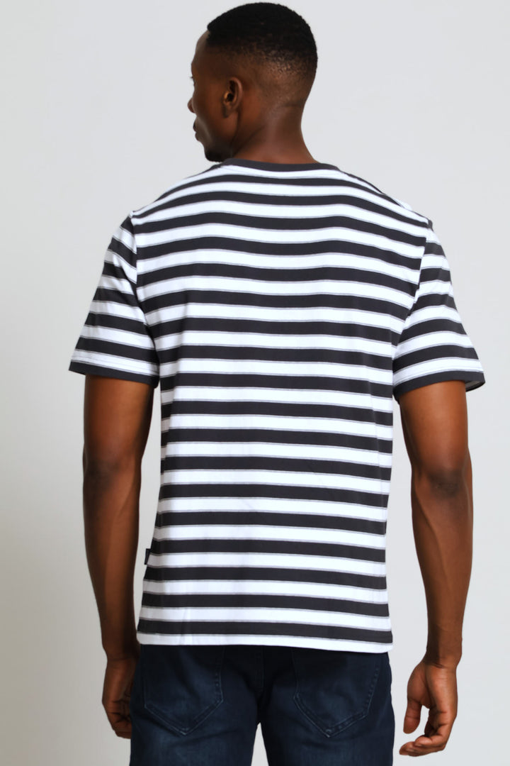 Stripe Tee - Gunmetal/Off White