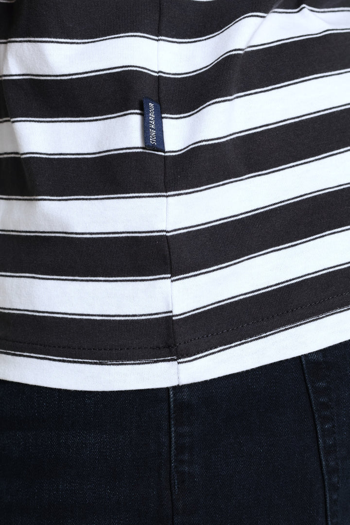 Stripe Tee - Gunmetal/Off White