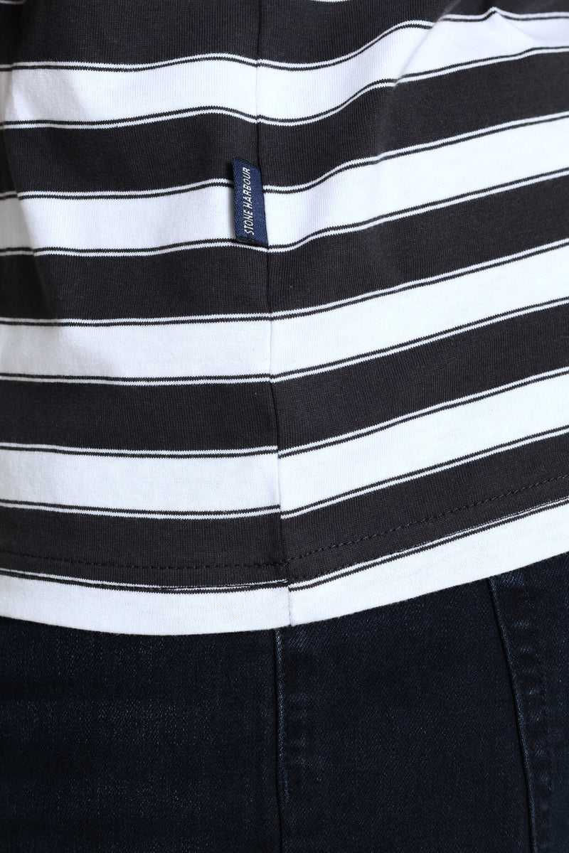 Stripe Tee - Gunmetal/Off White