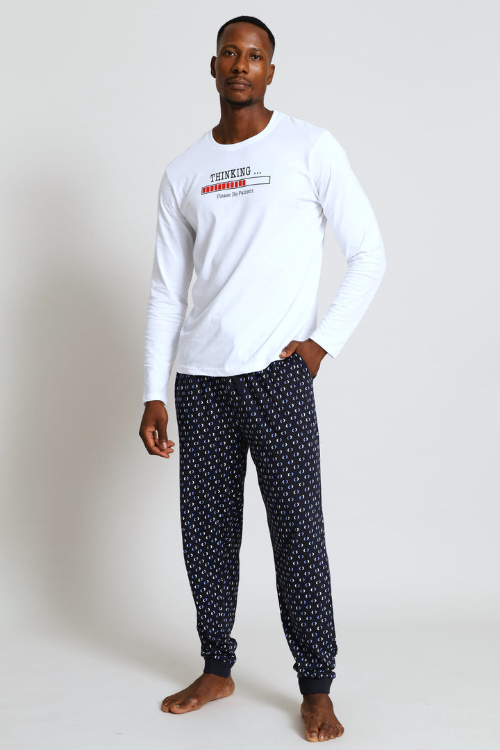 Printed Jogger - Navy/White