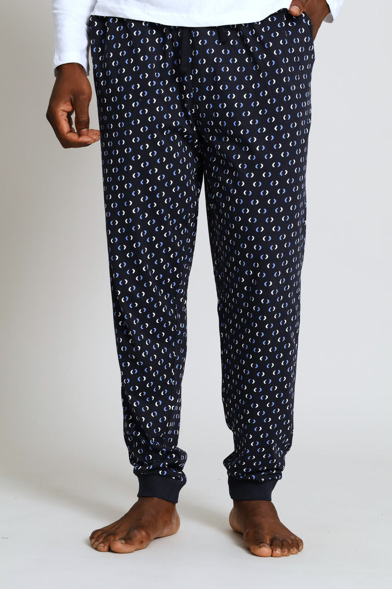 Printed Jogger - Navy/White