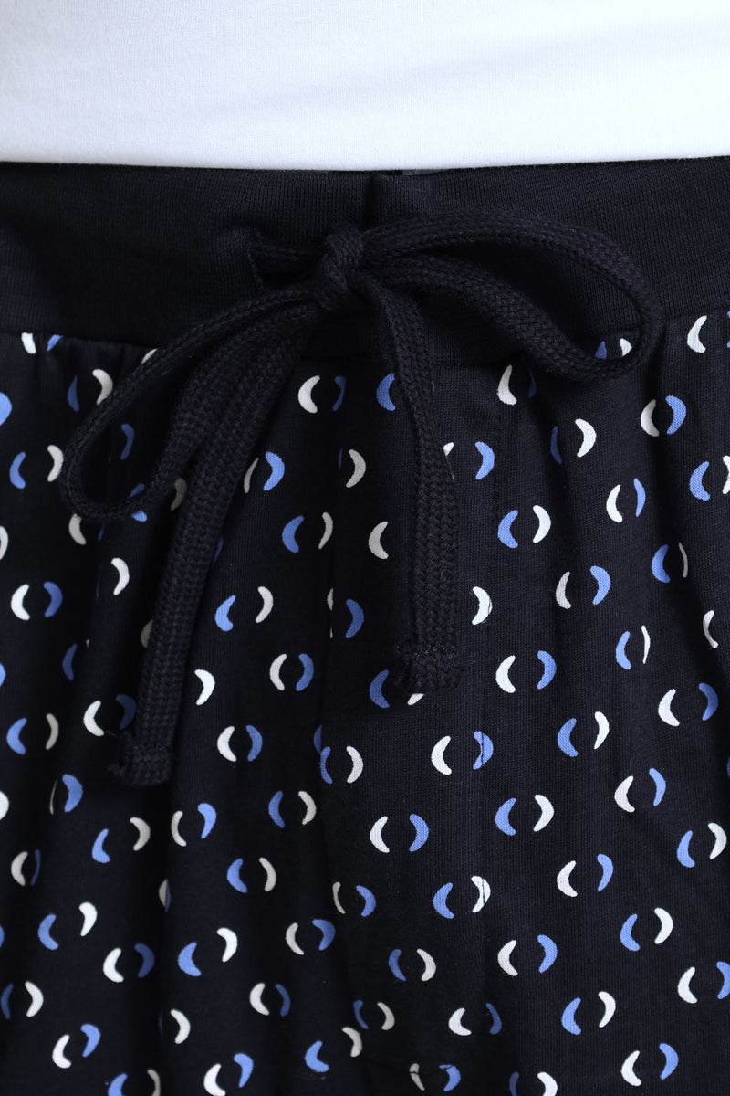 Printed Jogger - Navy/White
