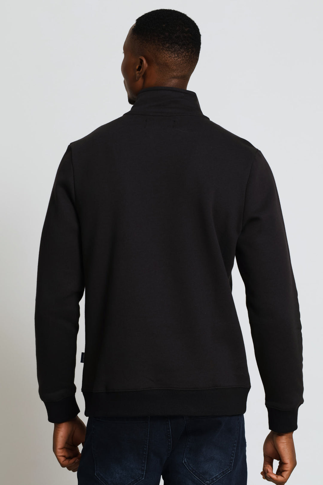 Quarter Zip Fleece Sweat Top - Black