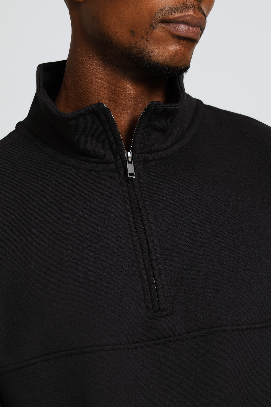 Quarter Zip Fleece Sweat Top - Black